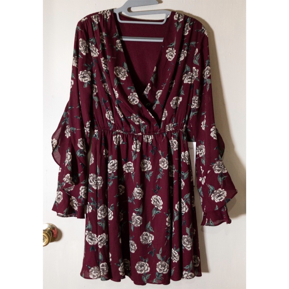 NWOT Burgundy Floral Dress